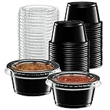 {2 oz - 100 Sets} Black Diposable Plastic Portion