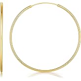 KATIE OTTE Gold Hoop Earrings 14K Gold Hypoallergenic Earrings for Women Big Huggie Hoop Earring for Womens 50mm