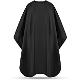 JSAZCKC Hair Cutting Cape with Adjustable Snap Closure, Professional Barber Cape, Haircut Salon Supplies for Men and Women - 57" x 51"(Black)