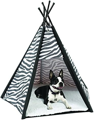 27" Indoor/Outdoor Zebra Stripe Tee Pee Pet Tent