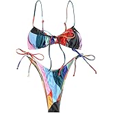 ZAFUL Womens High Cut Thong Bikini Set Swimsuits Cami String Sexy Bathing Suit
