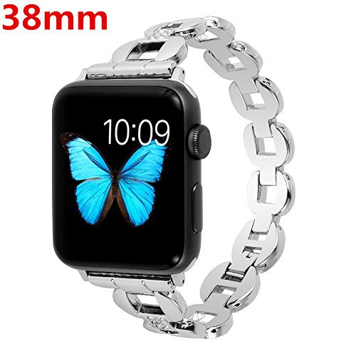 Lwsengme Apple Watch Band,Lwsengme Steel Wrist Band with Adjustable Buckle for Apple iWatch/New Apple iWatch Series 2/ Apple Watch Series 1/Nike+ (38mm-Light Metal-01)