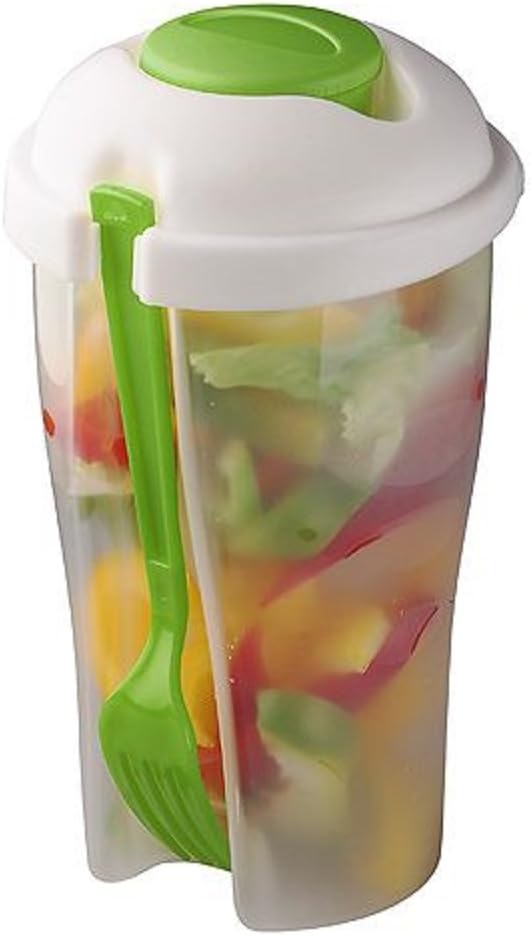 Salad shaker Beaker "To Go". With removable dressing container and spoon