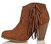 Mark and Maddux Women's Joseph Faux Suede Cowboy Fringe Stacked Heels Ankle Booties , Black Imsu, 10 M US