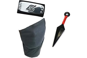 Lystin Naruto Cosplay Headband Kakashi Cosplay Mask Veil with Ninja Props Kunai Plastic Toy Japanese Anime Accessories Black