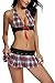 Avidlove Sexy Babydoll Lingerie Set Role Play Mini Plaid Skirt Red XL