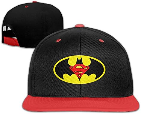 JSWALA Unisex Kids Batman Meets Super Hero HIP Hop Baseball Caps Snapback Hats Red