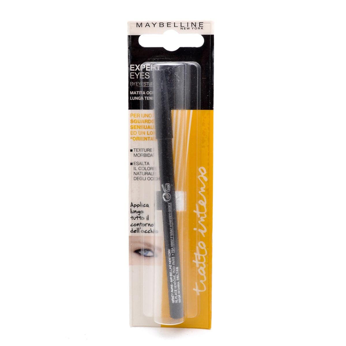 Maybelline Unisex TRATTO PERFILADOR DE OJOS BLACK BLISTER 1UN TRATTO EYE PROFILER BLACK BLISTER 1UN, Negro, Only