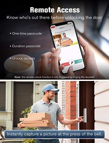 Smart Lock, 3-in-1 Camera+Doorbell+Fingerprint Keyless Entry Door Lock, WiFi Door Lock with Handle, App Control, Anti-Peeping, Auto Lock, IP65 Weatherproof, 3D Biometric Fingerprint for Front Door