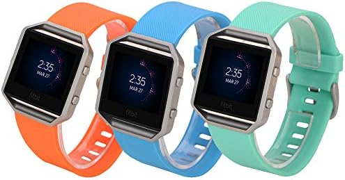 Ldaai For Fitbit Blaze, Soft Silicone Replacement Watch band Wrist strap For Fitbit Blaze Smart Watch(Frame Not Included), 3PCS:Orange+SkyBlue+Teal