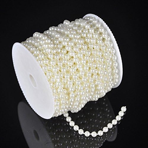 Saitec 10mm 33 ft Artificial Pearls Beads Chain Garland Flowers Wedding Party Decoration Products Supply by The roll - Flowers Wedding Party Decoration (Ivory)