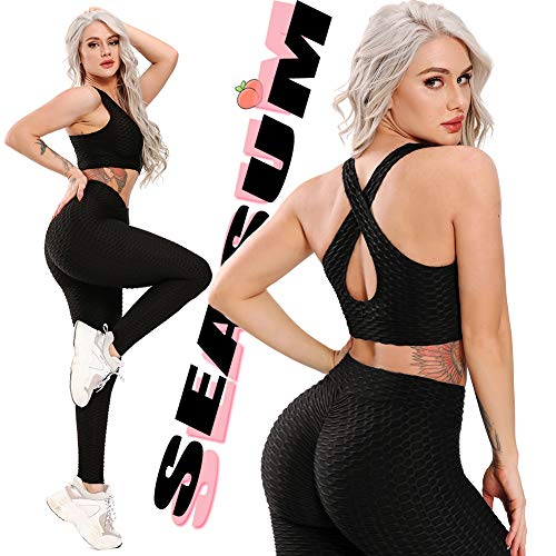 SEASUM Women's High Waist Yoga Pants Tummy Control Slimming Booty Leggings Workout Running Butt Lift Tights - Image 3