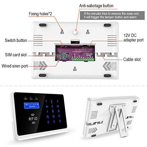 ERAY 3G GSM WiFi Home Security Alarm System, Wireless Smart Burglar Alarms, Free AppPusher/SMS Calling Alert/Two-Way Audio/Remote Control, Battery Included - Thumbnail 7