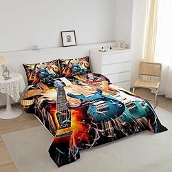 Erosebridal Boys Guitar Comforter Set Twin Size