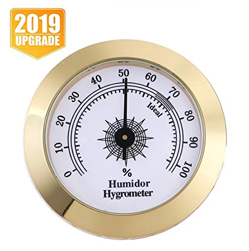 Cigar Hygrometer, Anync Round Hygrometer for Cigar Humidor, Cigar Box/Cigar Cabinet 2 inch Diameter Gold
