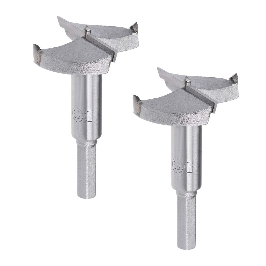 Sourcingmap Forstner Drill Bits 53mm, Tungsten Carbide Wood Hole Saw Auger Opener, Woodworking Hinge Hole Drilling Boring Bit Cutter, 2pcs (Gray)