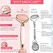 Jade Roller - Rose Quartz Roller and Gua Sha wth Premium Glass Handle - Facial Face Roller and Massager - Slimming, Firming, and Removes Wrinkles