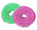 Pack of 2 Portable Windproof Clotheslines for Outdoor and Indoor Drying, Home, Travel and More - Green, Pink and Blue