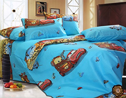 Cars 2 Movie Logo Kids Bedding Set – Decorate your kids bedroom with Children Mcqueen and Mater Bed Decor Color Linens – Win a prize for feedback