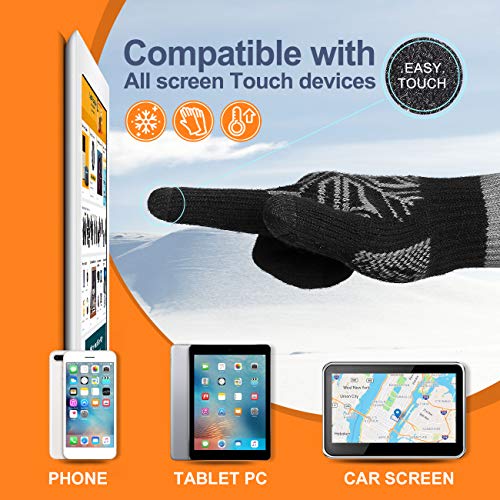 HOTER Winter Gloves Business Leisure Touch Screen Gloves For Men Women Soft Wool Lining Elastic Cuff Anti-Slip Rubber Design