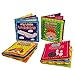 Quner Baby's First Non-Toxic Soft Cloth Book Baby Cloth Book Set Kids Early Learning Educational Toys 4.3*4.3 Inch-Pack of 4