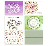 Floral Watercolor Thank You Cards (10 Cards + Sage Green Envelopes) - 5 Unique Designs - By Palmer Street Press