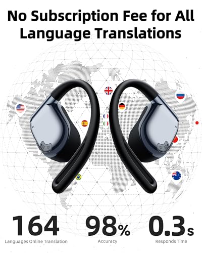 AI Translation Earbuds Real Time 164 Languages Translator Ear Buds 90H Playtime Wireless Translating Earbuds with LED Display AI Headphones Audifonos Traductores for Travel Business Learning Graphite