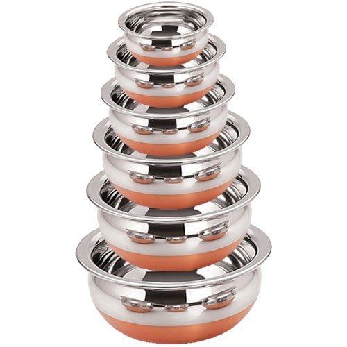 ROYAL SAPPHIRE Stainless Steel Copper Bottom Handi Pot 6 Piece Set With Free Serving Spoon