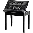 Bonnlo Padded Wooden Piano Bench with Music Storage Keyboard Stool Artist Benches Stool Tufted Seat,Black