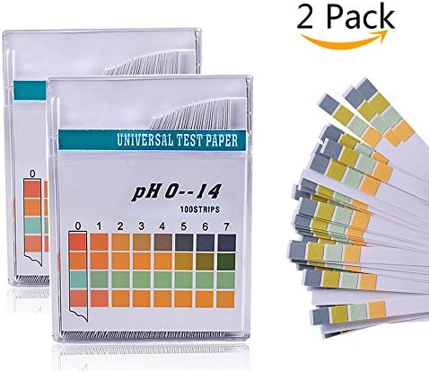 INHDBOX 2 Pack Universal Plastic pH Test Strips, Full Range (pH 0~14), 100 Strips