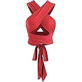 ZAFUL Womens Ribbed Halter Crop Top Ruched Lace-up Cropped Cami Bandana Top Criss Cross Wrap Print Tank Top