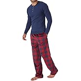 DOCKERS Men's Pajama Sets, Plaid PJ Pants for Men Lounge Set Long Sleeve Shirt Plaid Bottoms
