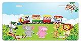 Cartoon License Plate by Ambesonne, Kids Nursery