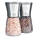 Best Salt and Pepper Grinder Set - Premium Brushed Stainless Steel - Easy to Refill and Adjustable Coarseness - Elegant Spice Mill Pair - Kitchen to Table Use - Modern Design Shakers(Set of 2) by IBBM