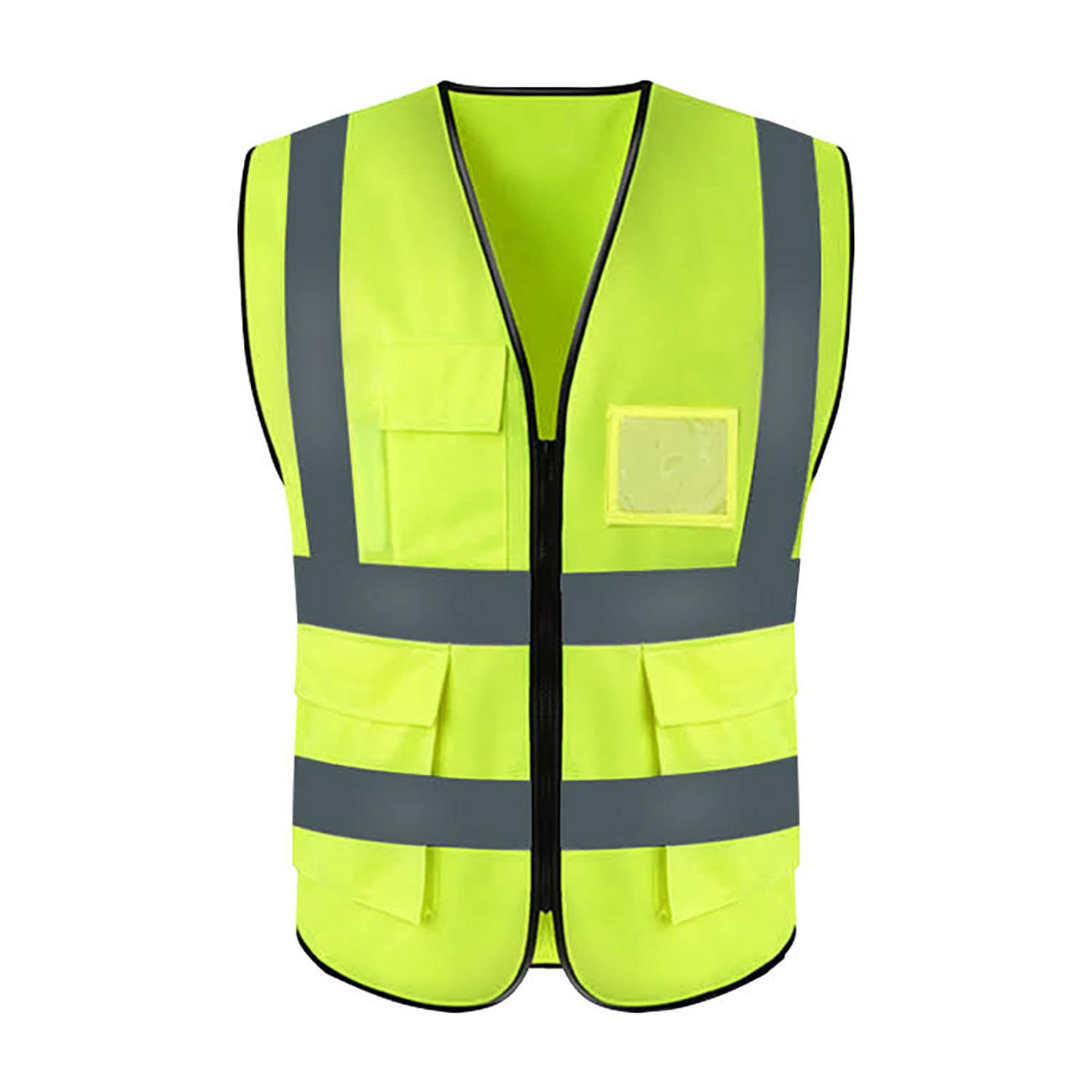 Safety vest size: XXL High Visibility Waistcoat Safety Vest with Pockets Jacket Zip Sleeveless Top Adjustable Jacket with 3-D Pocket ID Holder for Adults Men & Women, Yellow
