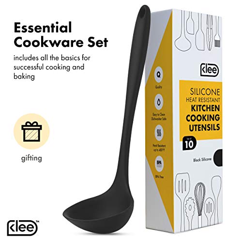 Klee 10-Piece Non-Stick Silicone Kitchen Utensil Set, Black - Thumbnail 2