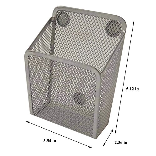 Lzttyee Magnetic Metal Mesh Pencil Holder Storage Basket for Refrigerator/Whiteboard/Magnetic Surface in Kitchen or Office (Black)