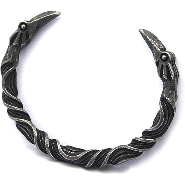 BaviPower Handcrafted Viking Bracelet – Adjustable Stainless Steel Wolf Head Bangle, Norse Scandinavian Jewelry For Men - View #2