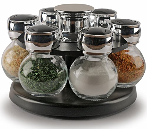 Palais Glassware Tournant Collection, Revolving Countertop Carousel Herb and Spice Rack with 3.5 Oz Glass Jars (Set of 6 Jars)