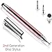 Universal Capacitive Stylus Pen [2 in 1 Precision] Disc Stylus Fiber Tip, for All Capacitive Touch Screens Compatible for iPhone, iPad,Kindles, Galaxy, Tablets, Laptops(with 3 Replacement Tips)