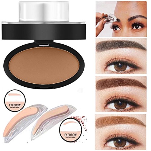 DZT1968 3 Color Natural Waterproof Straight United Eyebrow Powder Makeup Brow Stamp Palette Delicated Shadow Definition (C)