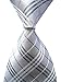 Allbebe Men's Classic Checks Silver Jacquard Woven Silk Tie Necktie
