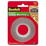 Scotch Products - Scotch - Exterior Weather-Resistant Double-Sided Tape, 1 x 60, Gray w/Red Liner - Sold As 1 Roll - Double-sided gray tape with red liner. - Weather-resistant, holds securely to indoor or outdoor surfaces such as stucco and brick. - Super strong, holds onto virtually any surface.
