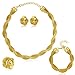 MOOCHI Africa Style Gold Plated Necklace Earrings Bracelet Ring Jewelry Set (Golden)