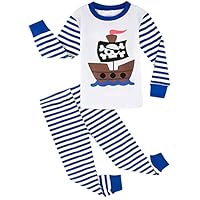 A&J DESIGN Toddler Boys Pirate Ship Sleepwear Pjs Set (4T, Pirate)