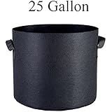 PrimeGarden 3 /6 /12 /24-Pack 1 2 3 5 7 10 15 20 25 30 45 65 100 Gallon Grow Bags Heavy Duty Plant Aeration Fabric Nursery Pots Container for Gardening Plants Flowers &amp; Vegetables (12-Pack, 25 Gallon)