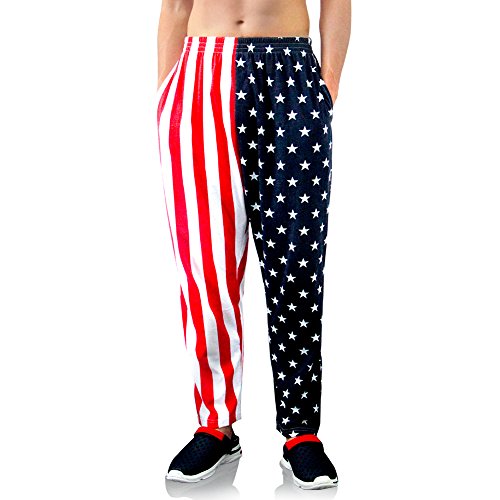 bopika Men ‘s Beach Pants American Flag Pants Men’s Sport Sweatpants