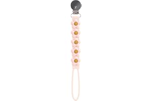 Loulou Lollipop Beadless Silicone Pacifier Clip (Daisy, Cream)