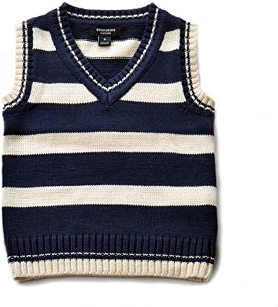 Strip Sleeveless Pullover Sweater Vest For Boy 2-7 Years Old Dark Blue