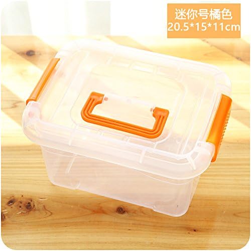 XXAICW Storage box plastic King size quilt cover transparent mobile toys household clothing underwear storage box chest , Mini Orange